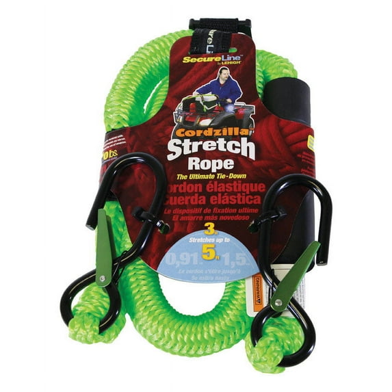 Wellington CZB3 Stretch Rope, 8 mm Dia, 3 ft L, Polypropylene, Green