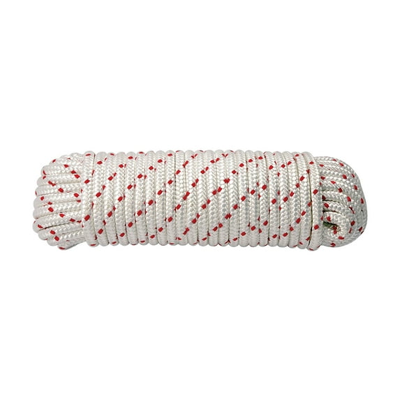 Lehigh Group BPE1050W Lehigh Bpe1050Hd Diamond Braided Rope 50 Ft L 230 Lb 50 White/Red