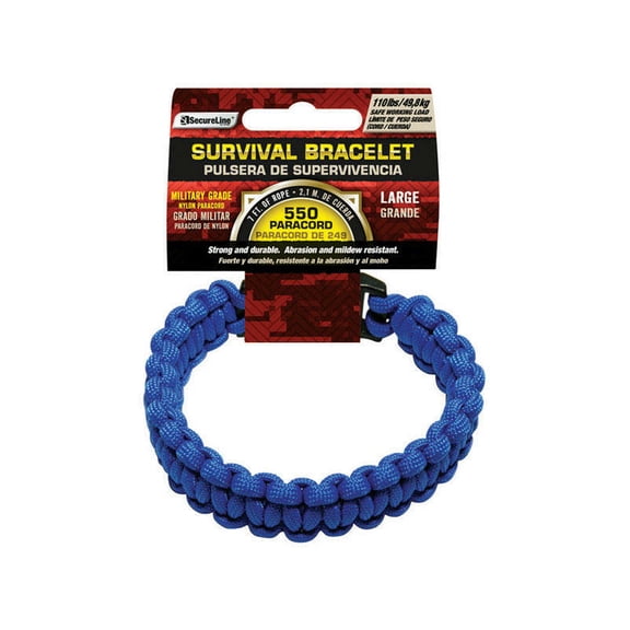 SecureLine NPCB550BLL 550 Nylon Paracord Survival Bracelet, Large, Blue