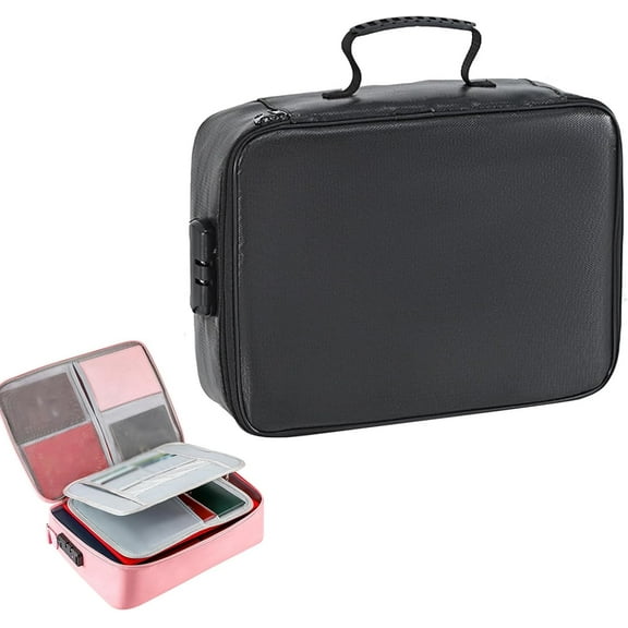 Securebrite Fireproof Keepsake Box with Lock,Document Storage Safe Box Fireproof Waterproof,Portable Home Travel Safe Storage for Documents, Letters, Passports and Cards(Black)