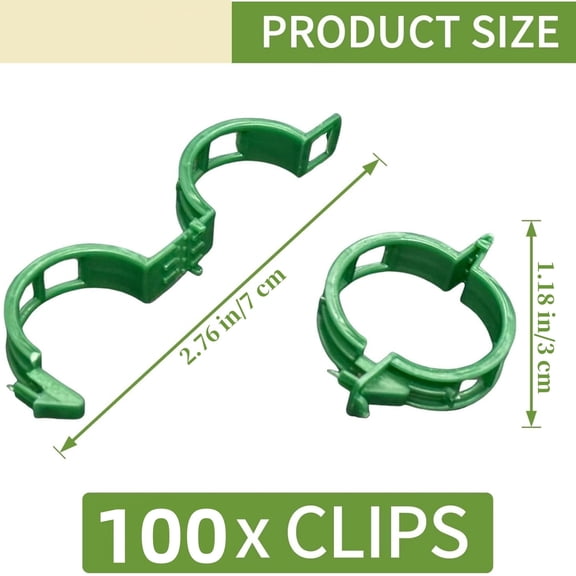 Secured Plastic Plant Clip,100 Pcs Tomato Support Clips,Reusable Plant Support Clips,Garden Climbing Vines Fixing Clip,Vine Fixing Clip Grape Clips,Clips for Climbing Plants Vegetables,Green