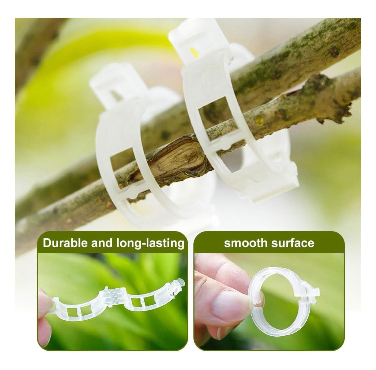 Geelin 200 Pcs Gardening Plant Clips - Reusable Strawberry & Watermelon Vine Support, 2 Sizes (2" & 2.6"), PP Plastic