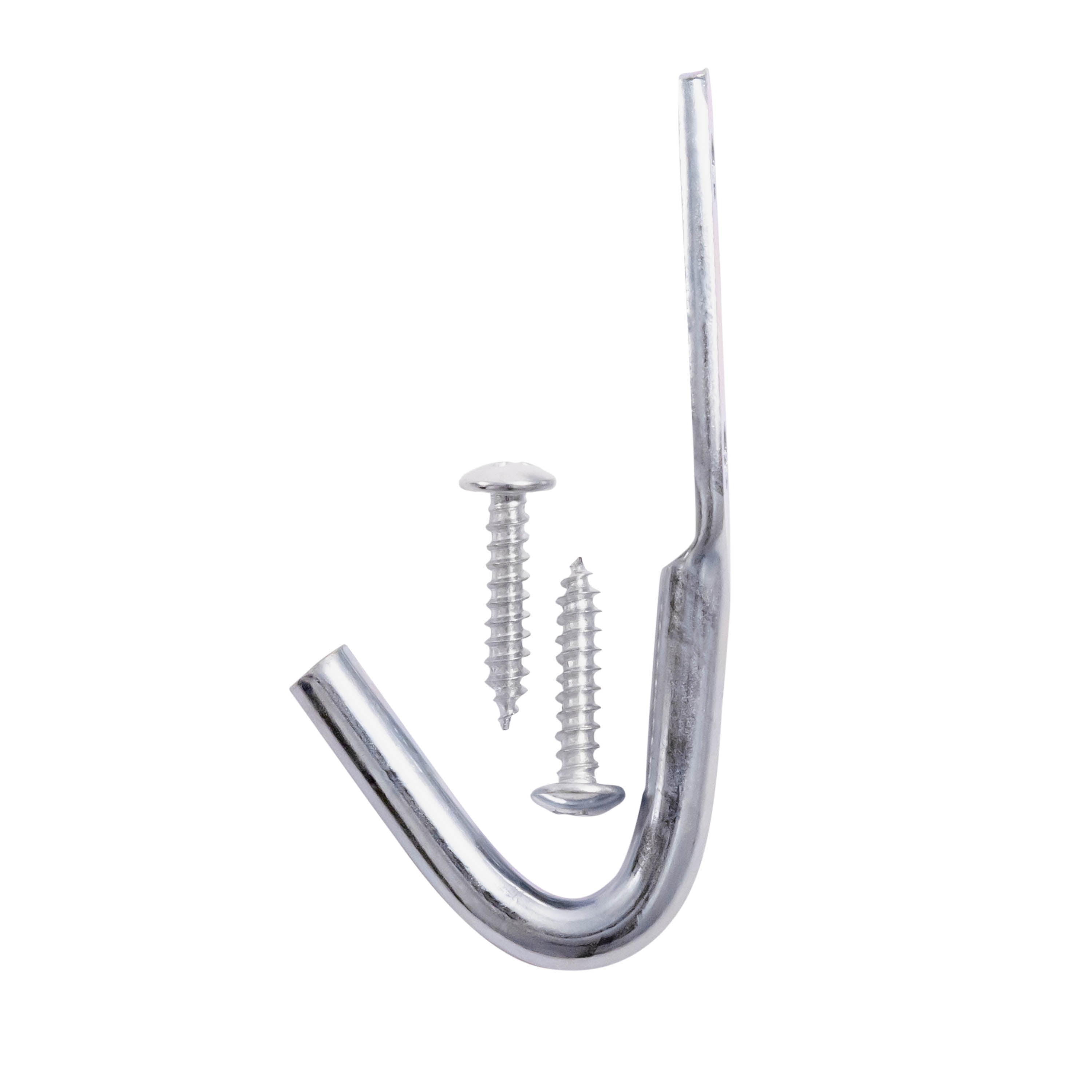 Secureline Item# 7222W, Rope Hook With Two Mounting Screws, Zinc Plated, 3-1/2", 1 Per Card