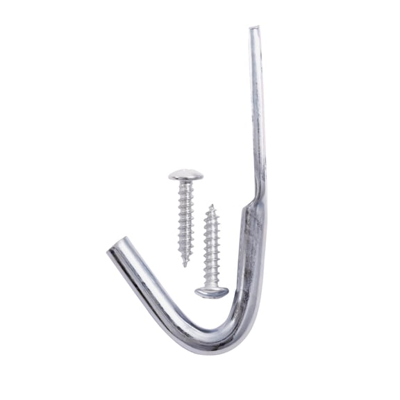 Secureline Item# 7222W, Rope Hook With Two Mounting Screws, Zinc Plated, 3-1/2", 1 Per Card