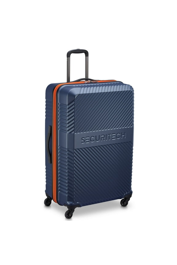 by Delsey, Patrol 31" Large Checked Hard Side Spinner Luggage with Divider Pockets, Blue