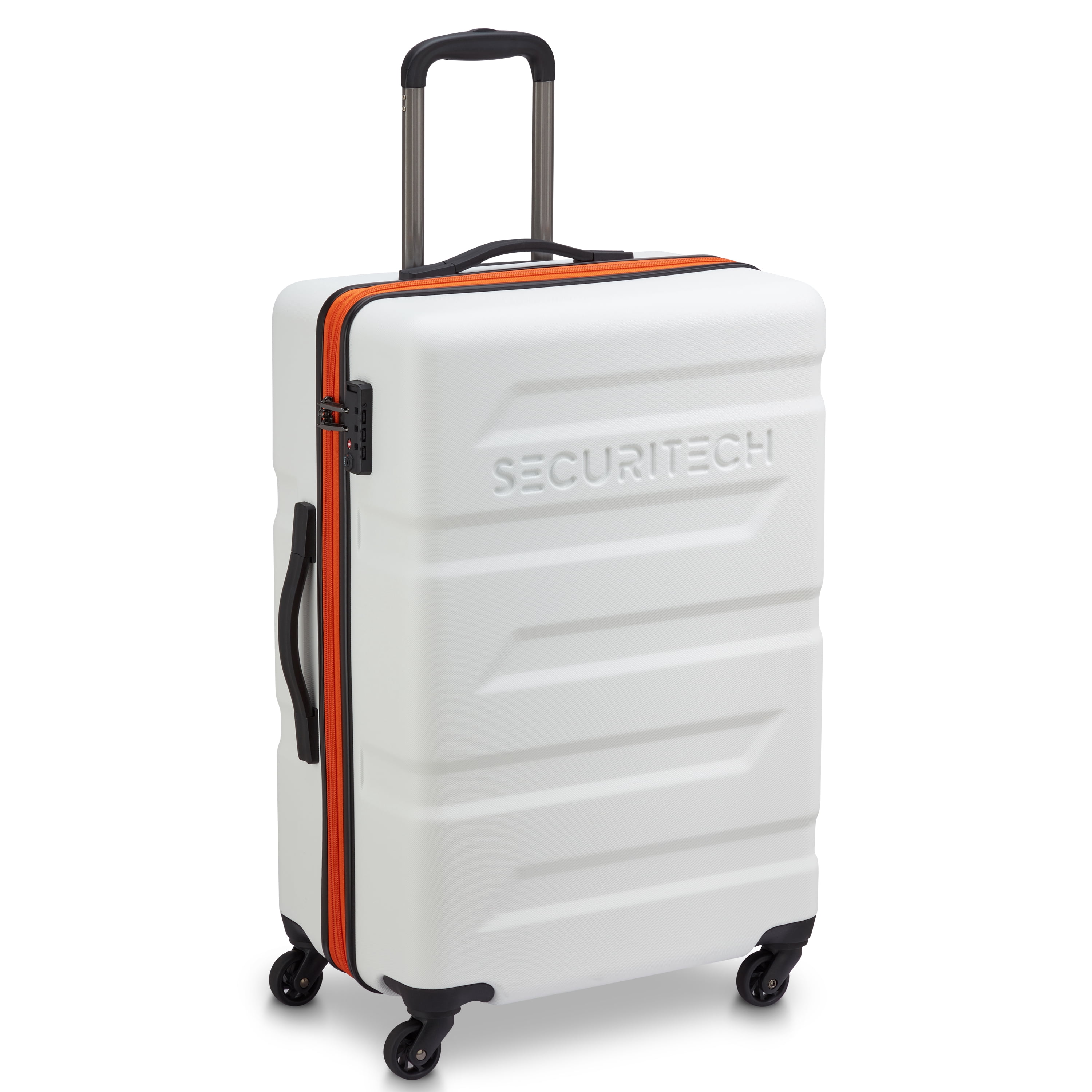 Securitech by Delsey, Slash 24" Checked Expandable Spinner Luggage, White