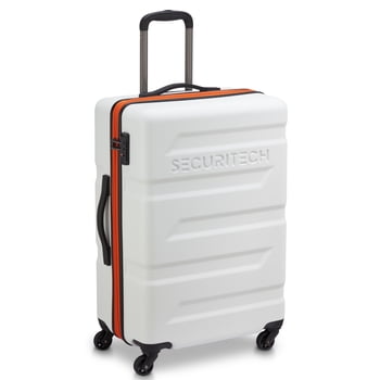 Securitech by Delsey, Slash 24" Checked Expandable Spinner Luggage, White