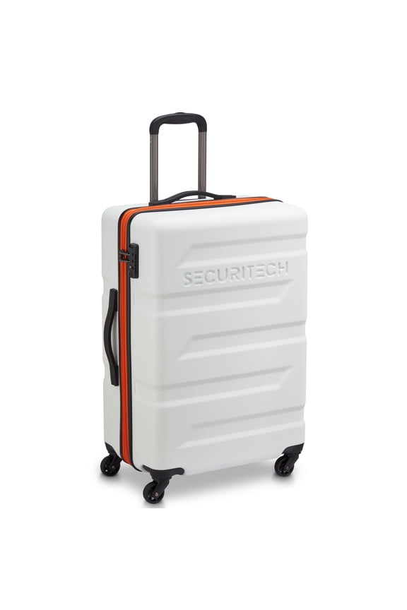by Delsey, Slash 24" Checked Expandable Spinner Luggage, White