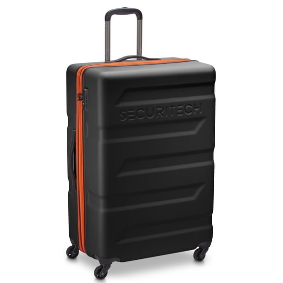 Securitech by Delsey Slash 28" Checked Expandable Spinner Luggage, Black
