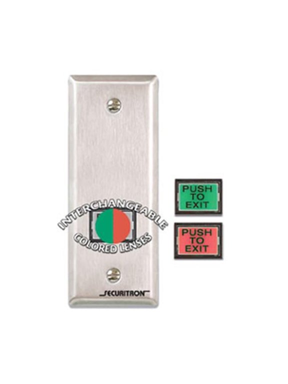 Emergency Exit Button with 30 Second Timer Narrow Stile Green and Red Satin Stainless Steel