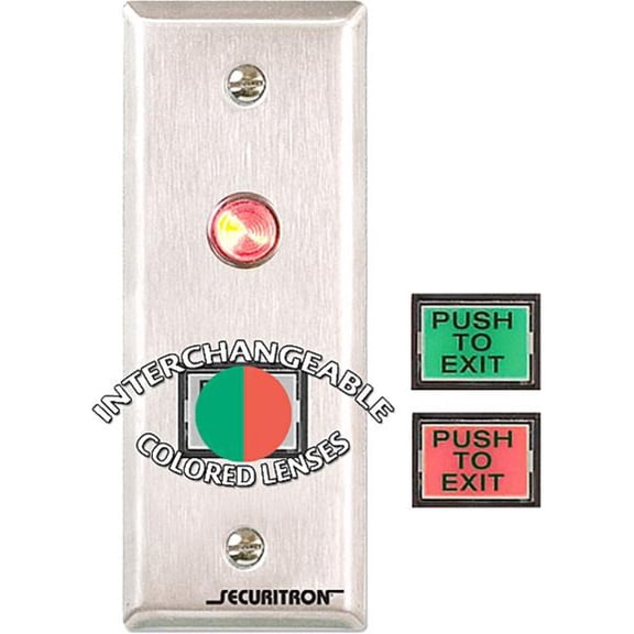 Securitron Push Buttons Momentary Narrow, Green/Red Lens PB3N