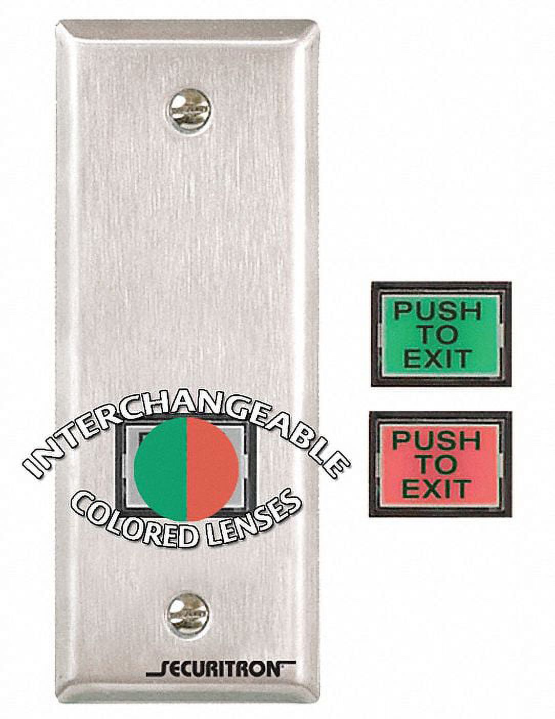 Securitron EEB3N Push To Exit Button - Narrow Stile With Green/Red Lenses For Emergency Doors