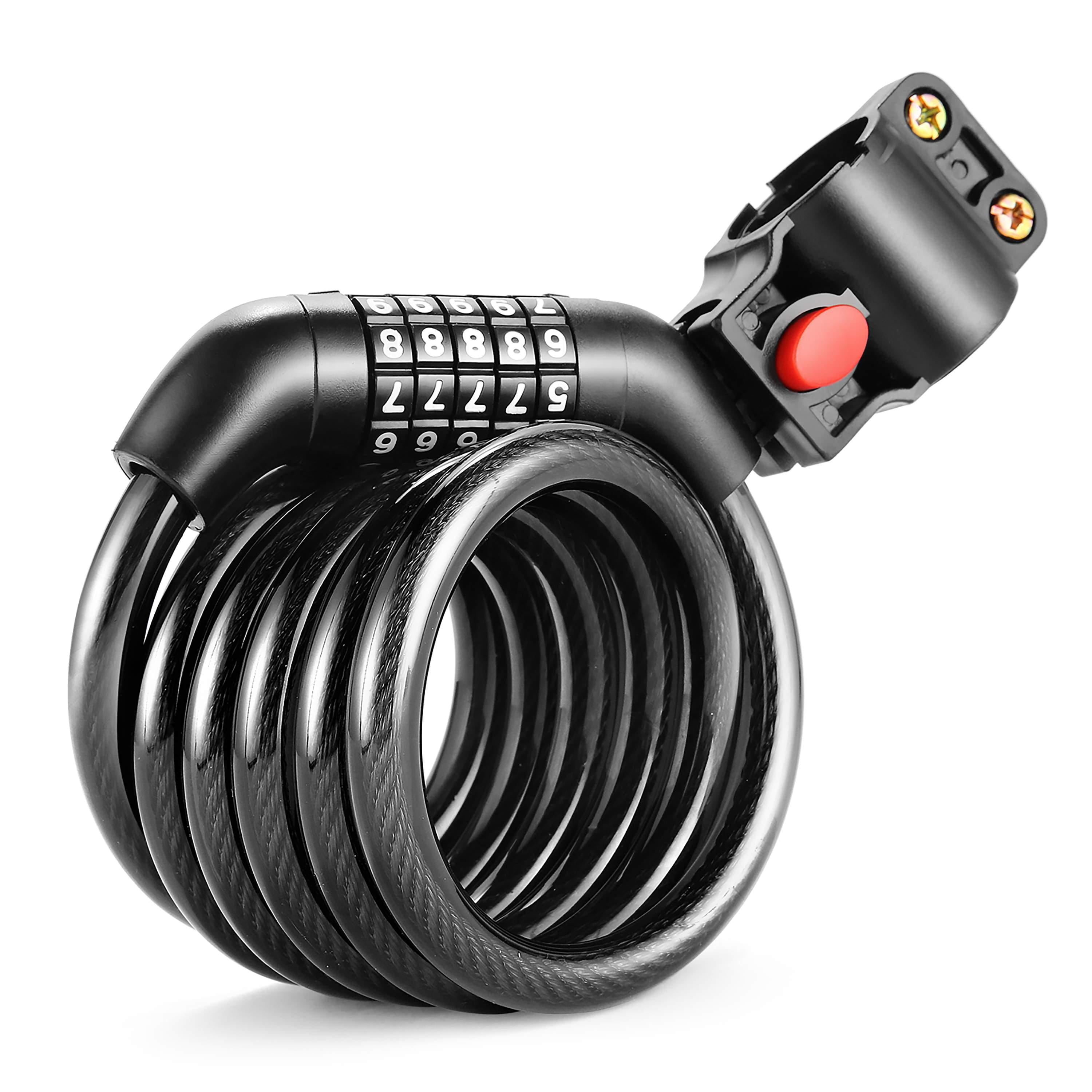 Security 5 Digit Resettable Combination Coiling Bike Cable Lock Bicycle Chain Vici