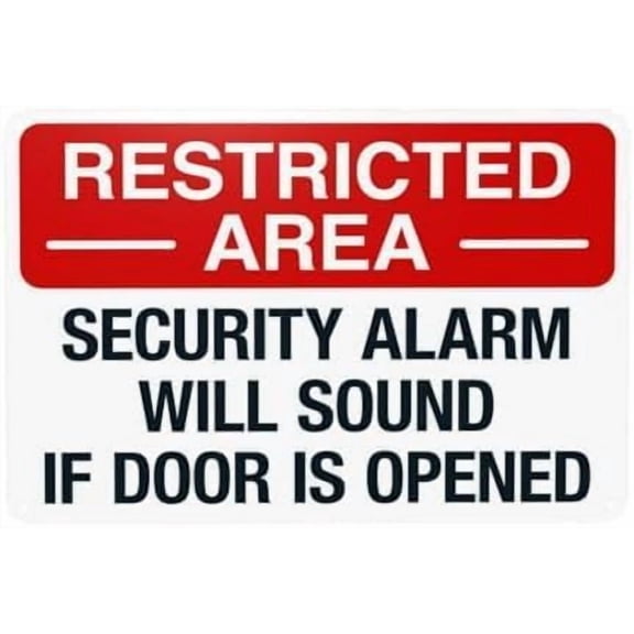 Security Alarm Will Sound If Door Opened Warning Metal Sign, Exit Security Plaque For Home Business, Door Alarm Alert Sign, 8x12 Inch For Home Wall Art Decor Metal Tin Sign