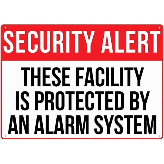 Security Alert Sign - 8"x12" UV Printed Rust-Free Aluminum Yard Sign, for Home Business Driveway