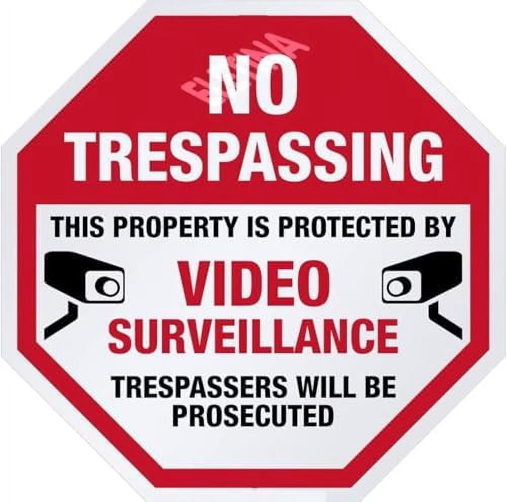 Security Alert Signs - No Trespassing - Property Protected By Video ...