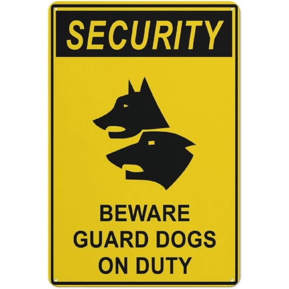 Security Beware Guard Dogs On Duty Sign Sign, 8"x12" Grade Reflective Sheeting Rust Free Aluminum, Weather Resistant, Waterproof, Easy To Mount