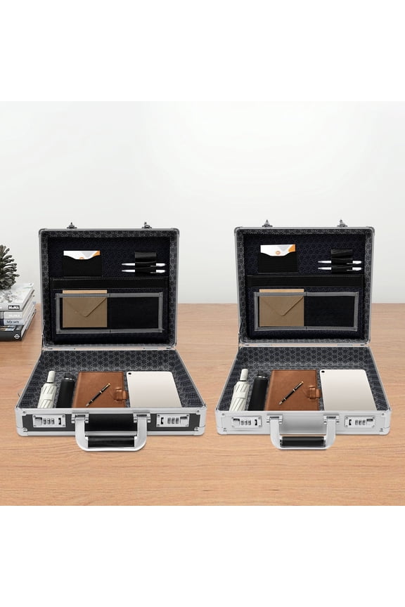 Security Briefcase, Aluminum Alloy Document Case with Inner Compartments & Lockable Design, Business Briefcase for Files, Laptops & Valuables