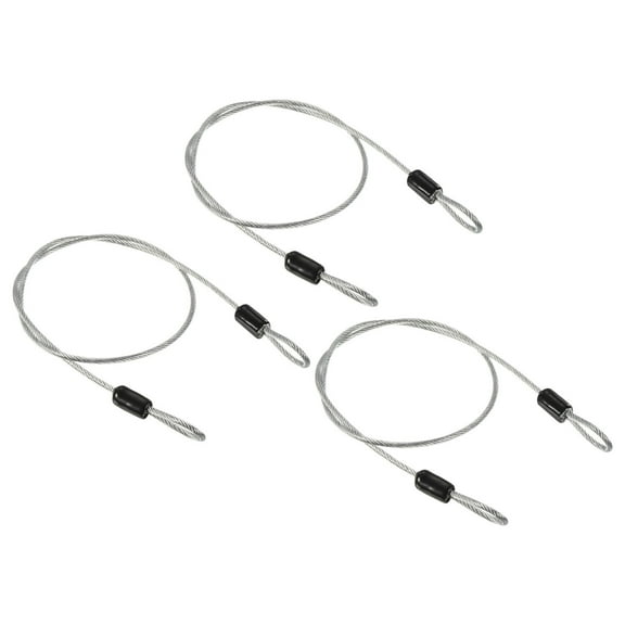 Security Cable 2.5mm x 0.5m/1.64ft Coated Luggage Lock Wire Rope with Double Loop, Clear, 3 Pack
