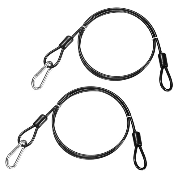 Security Cable with Hooks and Loops [2Pcs] - 3.28ft / 39.4 Inch Stainless Steel Luggage Lock Safety Cable Use For Bikes & Luggage - [Black]