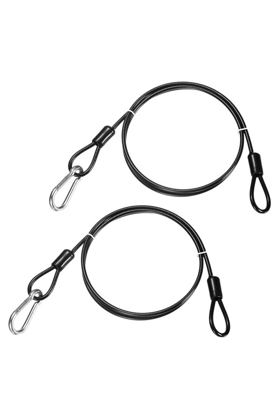 Security Cable with Hooks and Loops [2Pcs] - 3.28ft / 39.4 Inch Stainless Steel Luggage Lock Safety Cable Use For Bikes & Luggage - [Black]