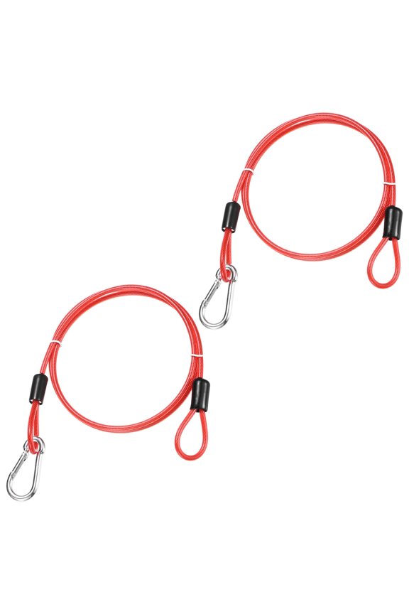 Security Cable with Hooks and Loops [2Pcs] - 3.28ft / 39.4 Inch Stainless Steel Luggage Lock Safety Cable Use For Bikes & Luggage - [Red]