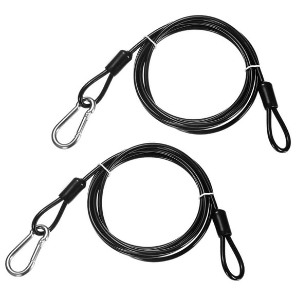 Security Cable with Hooks and Loops [2Pcs] - 6.56ft / 78.7 Inch Stainless Steel Luggage Lock Safety Cable Use For Bikes & Luggage - [Black]