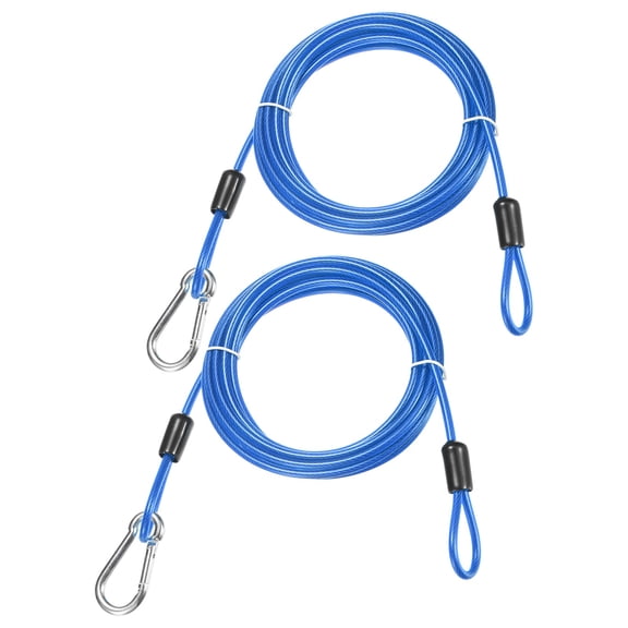 Security Cable with Hooks and Loops [2Pcs] - 9.84ft / 118.1 Inch Stainless Steel Luggage Lock Safety Cable Use For Bikes & Luggage - [Blue]
