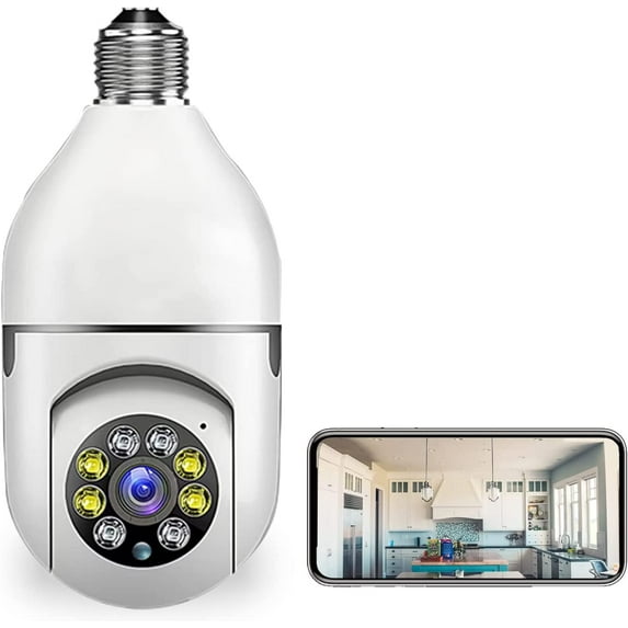 Security Camera 1080P HD ,Wi-Fi Light Bulb Pan Tilt Surveillance CCTV Camera with Voice Intercom,Motion Detection & Alerts, Remote View, Night Vision for Indoor, Outdoor Use