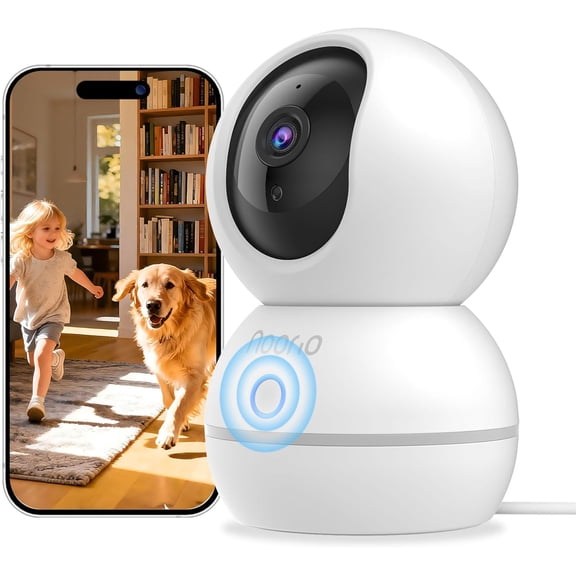 Security Camera 2K, Baby Monitor Dog Camera 360-degree for Home Security/Smart Motion Tracking, Phone App, IR Night Vision, Siren, Compatible with Alexa, 2-Way Audio, CS201