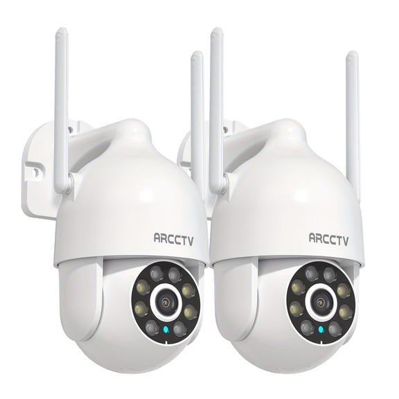 Security Camera 4 Pack with Active Tracking, 2-Way Audio, Sound & Light Alarm, 360° View, 2.4/5GHz WiFi, Alexa Compatible