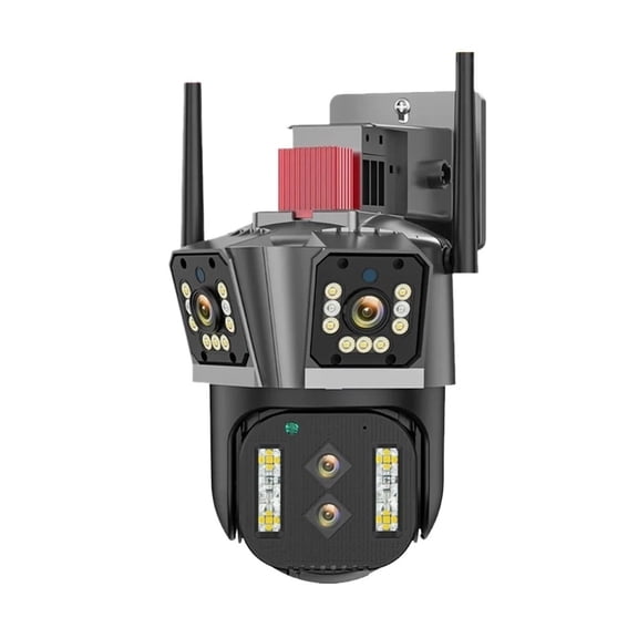 Security Camera, 8K 16MP IP Camera PTZ Four Lens With Three Screens 10x Zoom Outdoor CCTV 4K 8MP Wireless Video Security Surveillance Camera HD Night Vision