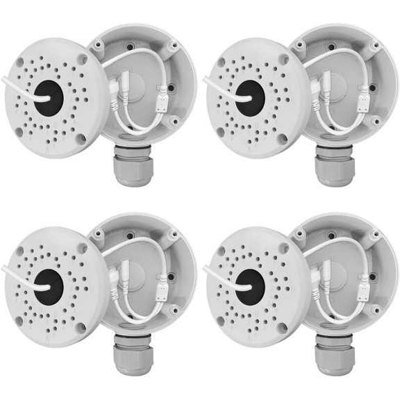 Security Camera Cable Hide Junction Box, Universal Mount for Bullet Cameras, Durable Aluminum Waterproof Housing for Outdoor Surveillance System (4 Pack)
