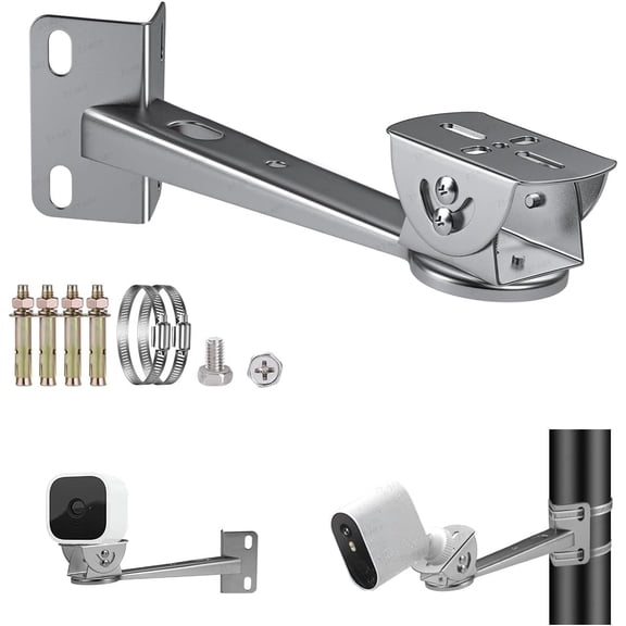 Security Camera Corner Pole Mounting Bracket Stainless Steel Mount with Extension Arm for Surveillance Systems Compatible with CCTV IP Cameras Indoor and Outdoor (Not Included Camera