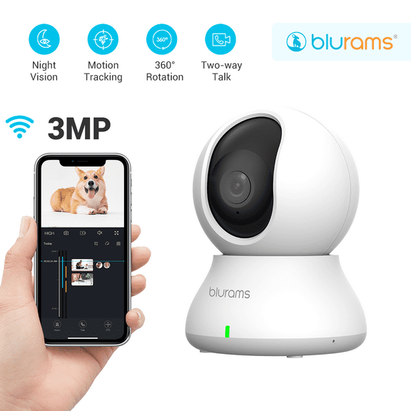 Security Camera Indoor 2K, Baby Camera, blurams Monitor Dog Camera 360-degree for Pet,Home Security Smart Motion Tracking,2-Way Audio,Phone App, IR Night Vision, Works with Google Assistant