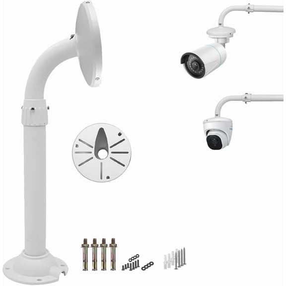 Security Camera Mount Bracket 6 inch Base,15.7inch-23.6 inch Extendable J-Pole Compatible with Reolink Amcrest IP Cameras, Solid Metal Mounting Bracket for Camera System Outdoor and Indoor
