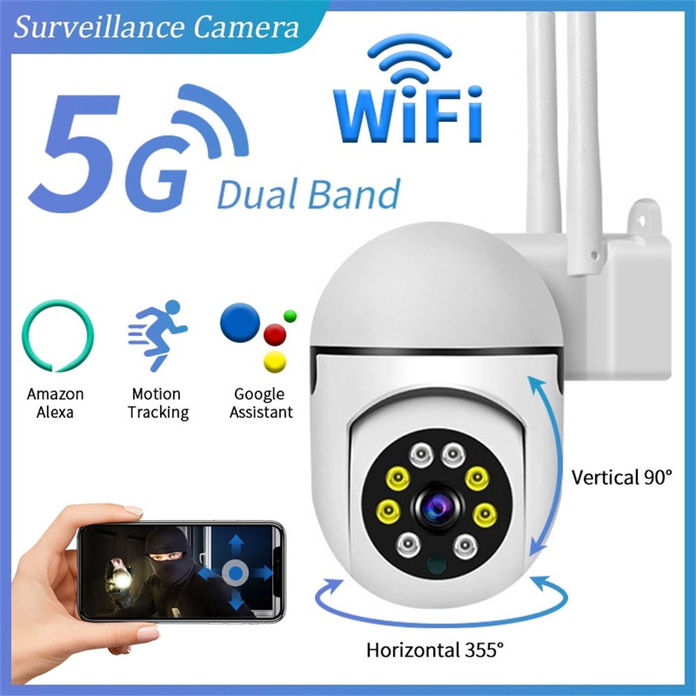 Security Camera System, Wireless Surveillance Camera, 5G WiFi Camera with  Night Vision Motion Detection Auto Tracking Smart Alerts, 2-Way Audio