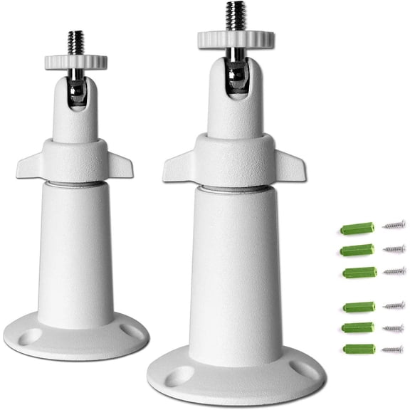 Security Camera Wall Mount Bracket (1/4'') Adjustable Indoor/Outdoor Mount Compatible with Arlo, , , TENVIS, Faleemi, Wansview, CCTV Camera and Other Compatible Models (2 Pack / White)