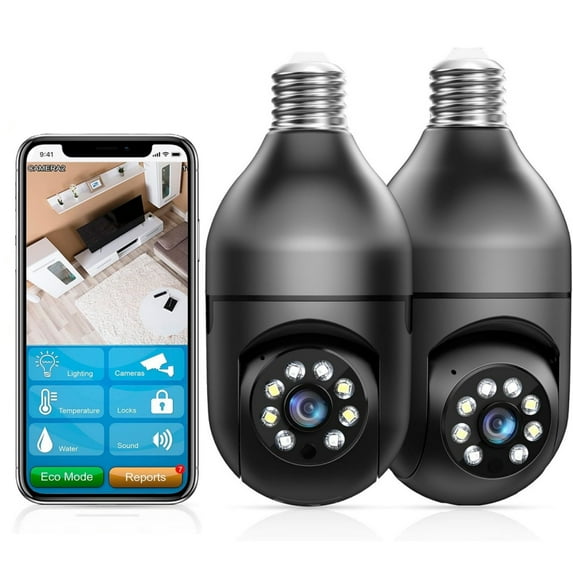 Security Camera,WiFi Light Bulb Camera Wireless Outdoor Indoor,Color Night Vision Smart Home Surveillance Camera,1080 HD Motion Detection 360 Degree Wide Angle