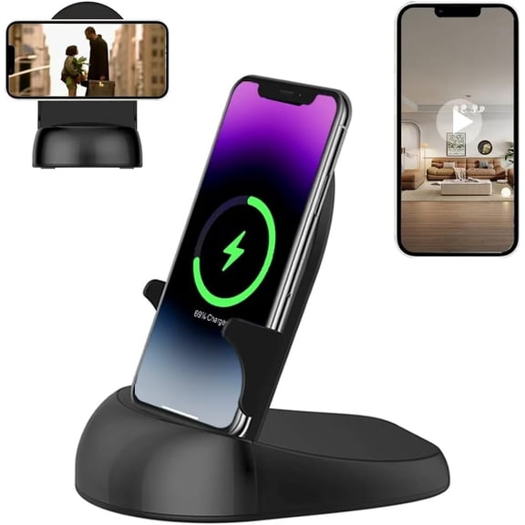 Security Camera WiFi Wireless Phone Charger, Cam Motion Activated,HD1080P(Rotate Lens) with 250Viewing Angle, camaras espias ocultas for Home Office Security(2.4/5G)