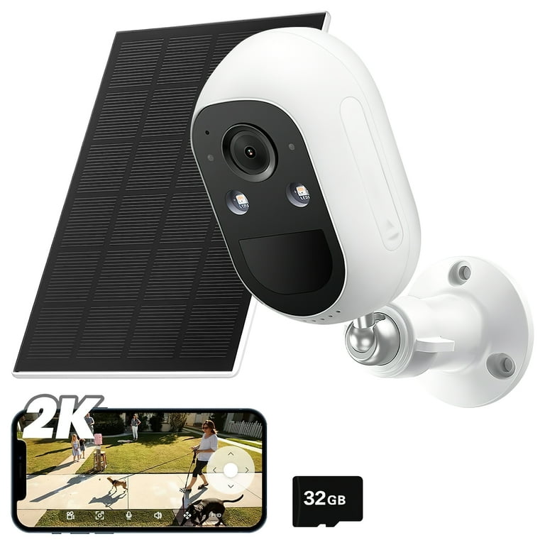 Luckwolf WiFi Security Camera, 2K Wireless Outdoor, Solar Powered