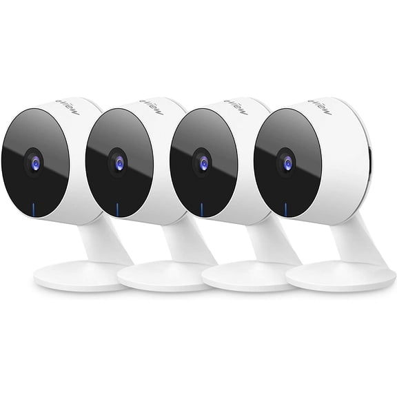 Security Cameras 4pcs, Home Camera Indoor 1080P, Wi-Fi Wired for Pet, Motion Detection, Two-Way Audio, Night Vision, Phone App, Works with Alexa, iOS & Android Web Access