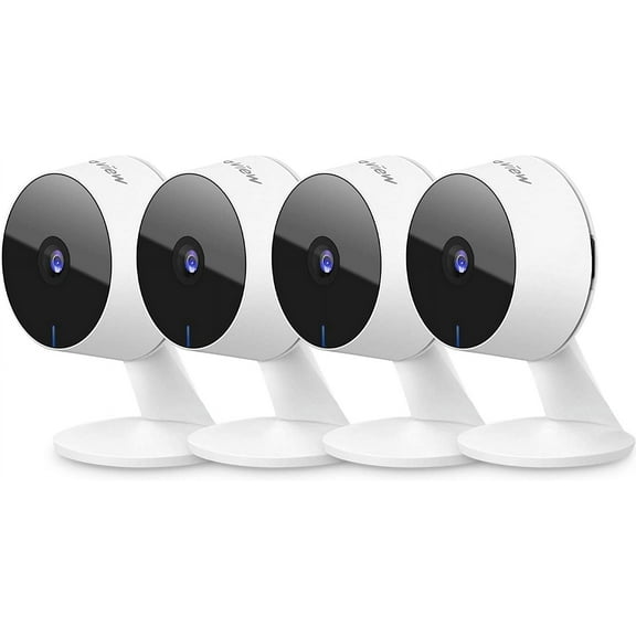 Security Cameras 4pcs, Home Security Camera Indoor 1080P, Wi-Fi Cameras Wired for Pet, Motion Detection, Two-Way Audio, Night Vision, Phone App, Works with Alexa, iOS & Android & Web Access