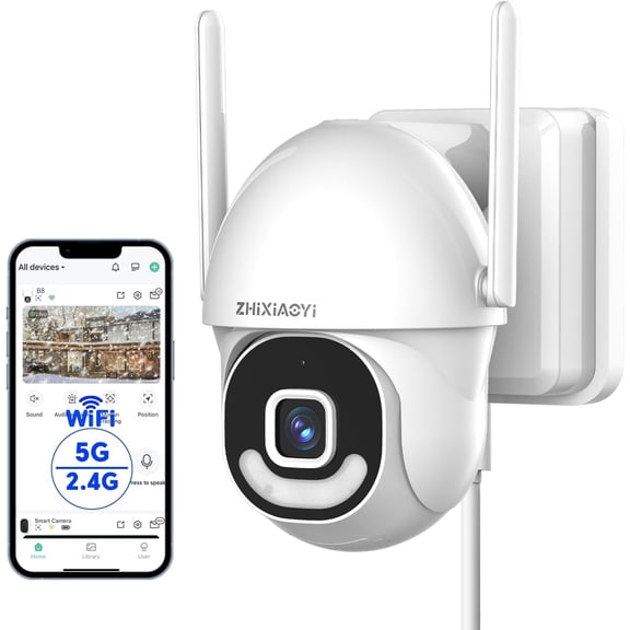 Security Cameras Outdoor Wired, 5G/2.4G WiFi Cameras with Color Night Vision, PIR Motion Detection, Two-Way Voice, 360 View Pan/Tilt for Outdoor Area, Parking Lot, Home Security