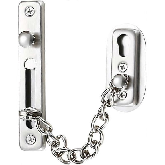 Security Chain, 304 Stainless Steel Door Chain, Door Chain Lock with Screws, Used for Family Hotel Interior Doors and Windows, Brushed Chrome Silver