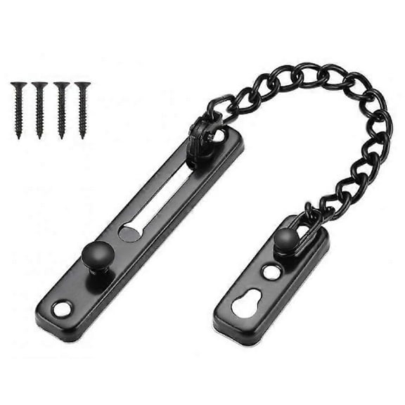 Security Door Chain Narrow Door Limiter Spring Loaded Anti-Theft Door Lock with Screws for Home Internal Door, Matte Black Finish