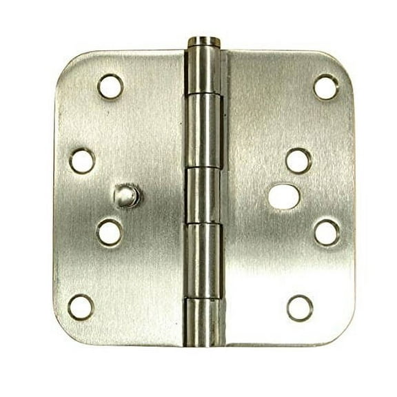 Security Door Hinges - Stainless Steel - 4" x 4" with 5/8" Radius - Security Tab - 2 Pack