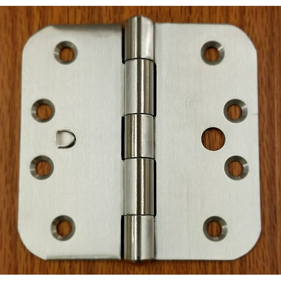 Security Door Hinges - Stainless Steel - 4" x 4" with 5/8" Radius - Security Tab - Arch Hole Pattern - 2 Pack