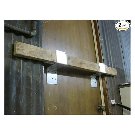 Security Door Reinforcement Drop Open Bar Holder Aluminum Barricade Lock Brackets 2 Pcs Fits 2x4 Boards 4" Wide 1 Pair 5" Distance Outswing Stopper Jammer for Home, Business, Shed, Gate, See-Safe