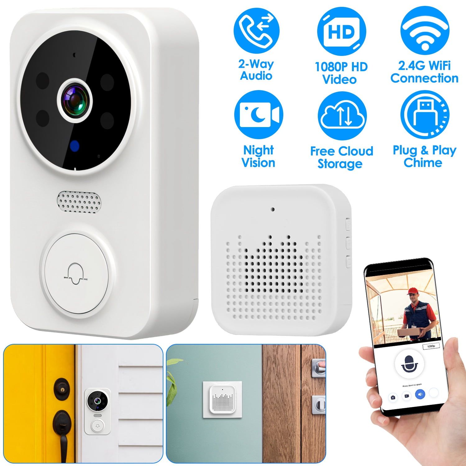 Security Doorbell Camera, TeqHome Video Doorbell Wireless